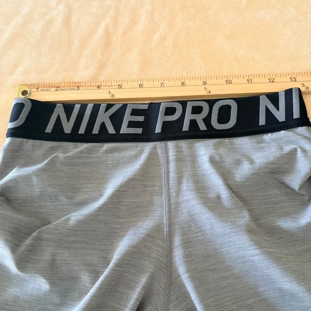 Nike Pro Womens Gray Space Dye Heather Mesh Panel Training Leggings AO9968-063 L